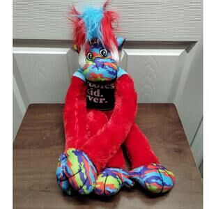 NWT Mohawk Monkey Coolest Kid Ever Red Blue Hair Hanging Plush Hook & Loop Hands